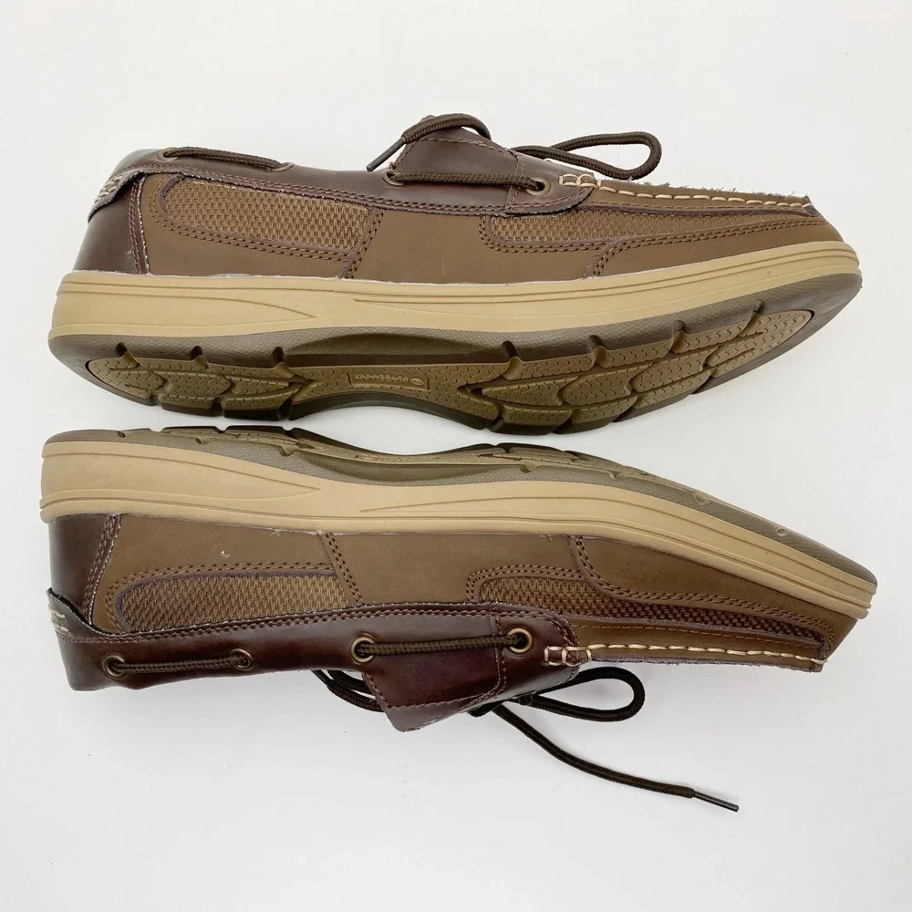 Magellan‎ Outdoors FWMFMC2056 Leather Mesh Boat Shoes Mens 12D Brown